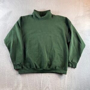 Vintage Tultex Cotton Athletic Weight Turtleneck Sweatshirt Green Mens XL USA